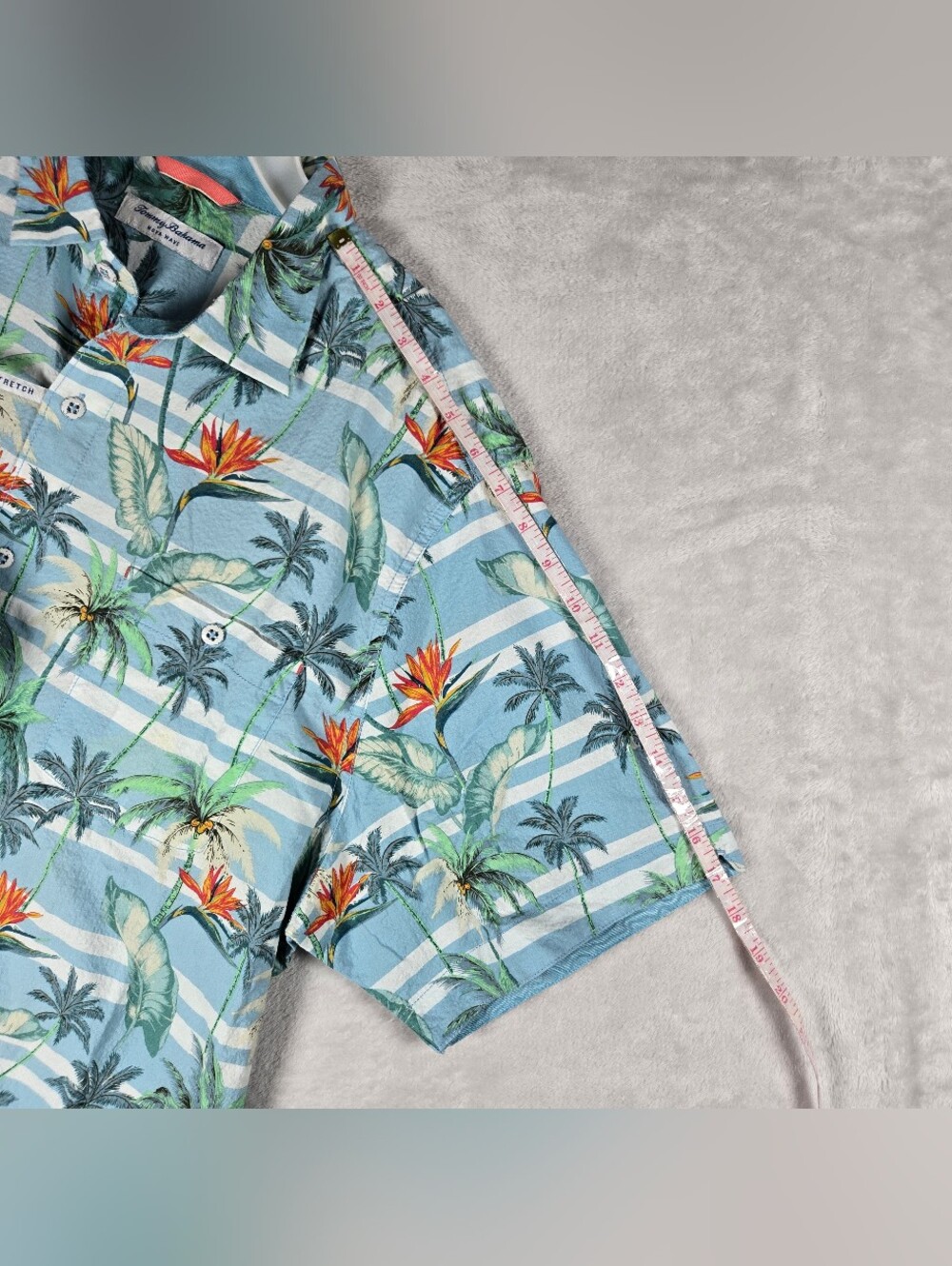 Tommy Bahama Mens XL Button Shirt Nova Wave Palmero Stripe Floral Seersucker NWT - Picture 9 of 10